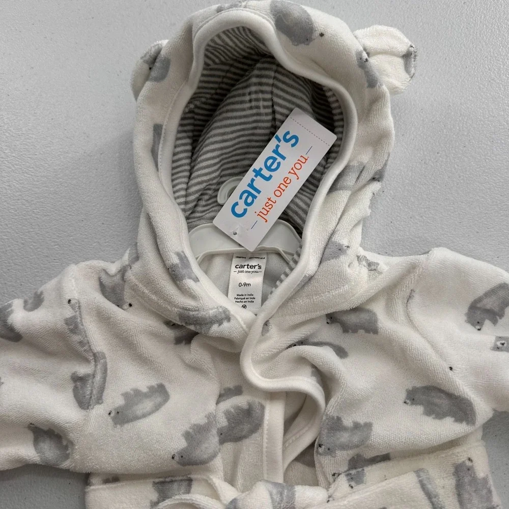 Carters Just One You 2-Piece Set Blue Shark Footie & White Bear Hooded Robe‎ 9M